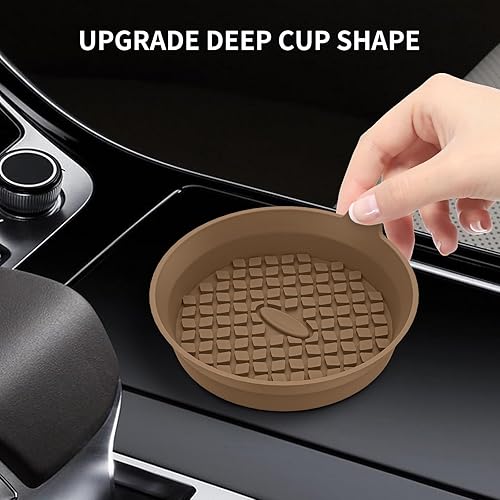 Miniatura 4 de ME.FAN Portavasos para automóvil (paquete de 4) tapetes de silicona para tazas, accesorios interiores antideslizantes universales para automóviles,
