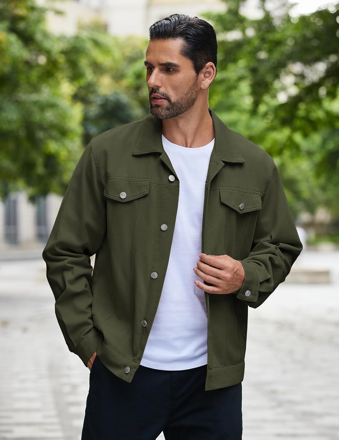 COOFANDY Men's Cotton Denim Jacket Lightweight Trucker Western Jackets Casual Fashion Jean Coat - Image 2