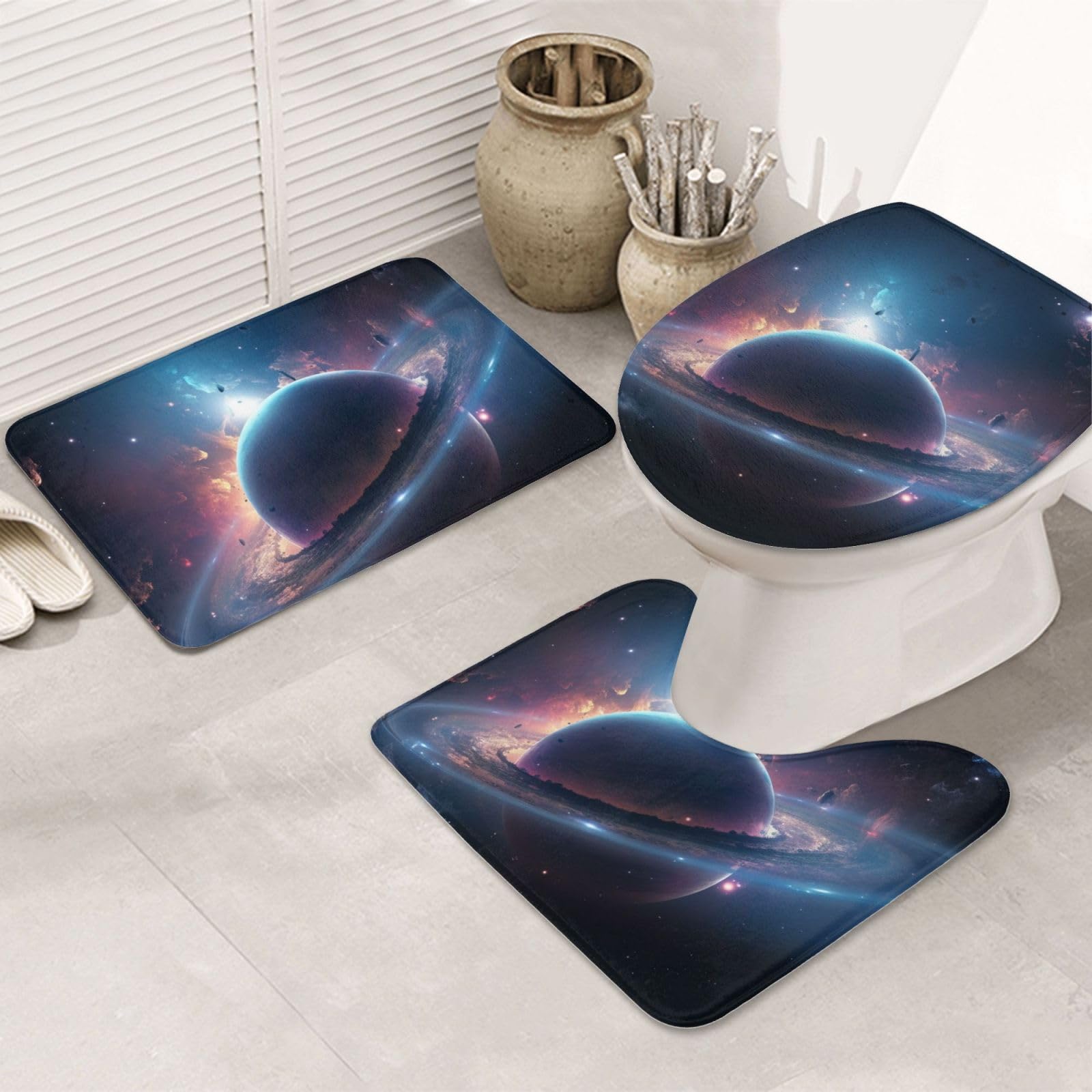 Tapis de bain antidérapants en flanelle absorbante pour toilette