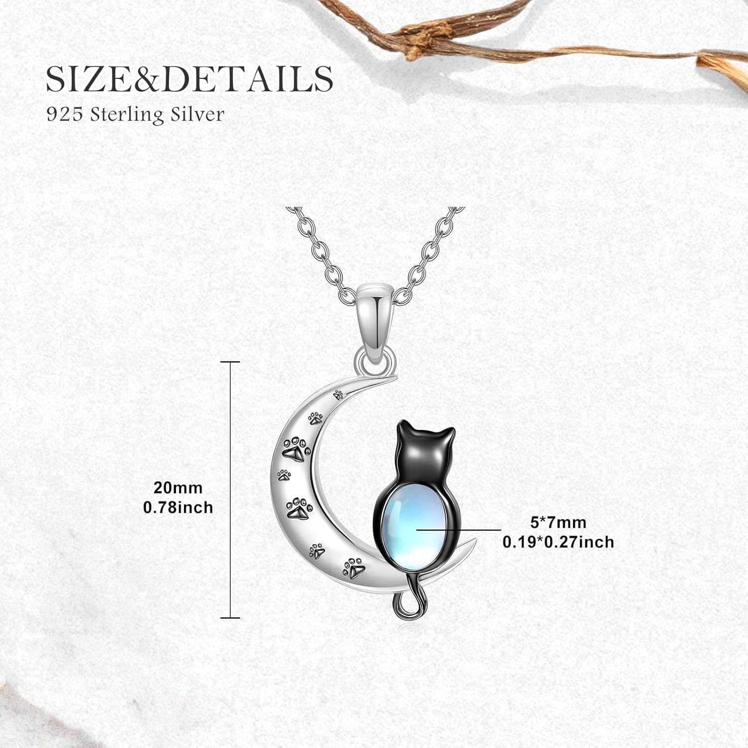 Moonstone Black Cat Necklace for Women 925 Sterling Silver Black Cat Crescent Moon Pendant Ladies Jewelry Gifts - Image 5