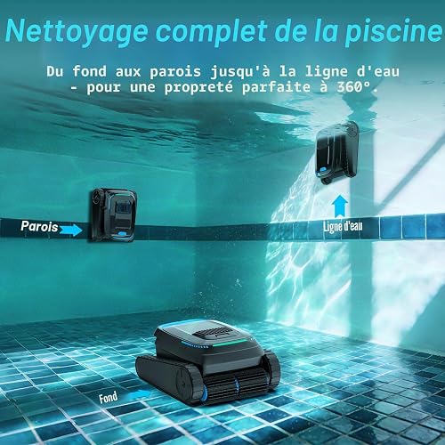 BOTLIFE (2026 New) PC10 Robot Piscine sans Fil Sol et Parois, Ligne d'eau, Aspirateur Piscine sans Fil Batterie, 18927 LPH Max, Navigation Intelligente, Nettoyeur de Piscine Jusqu'à 170 ㎡ - 3