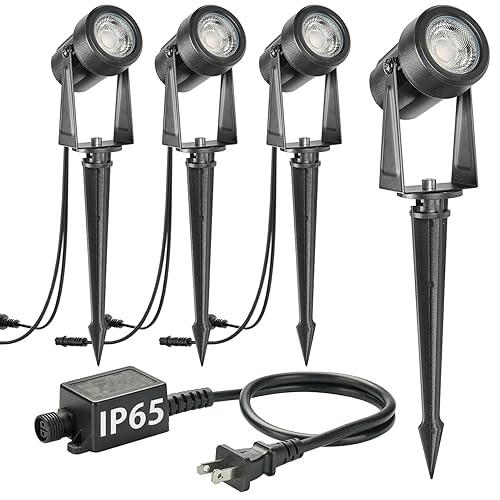 SUNTHIN Outdoor Landscape Lighting, 4 Pack Outdoor Spot Lights with