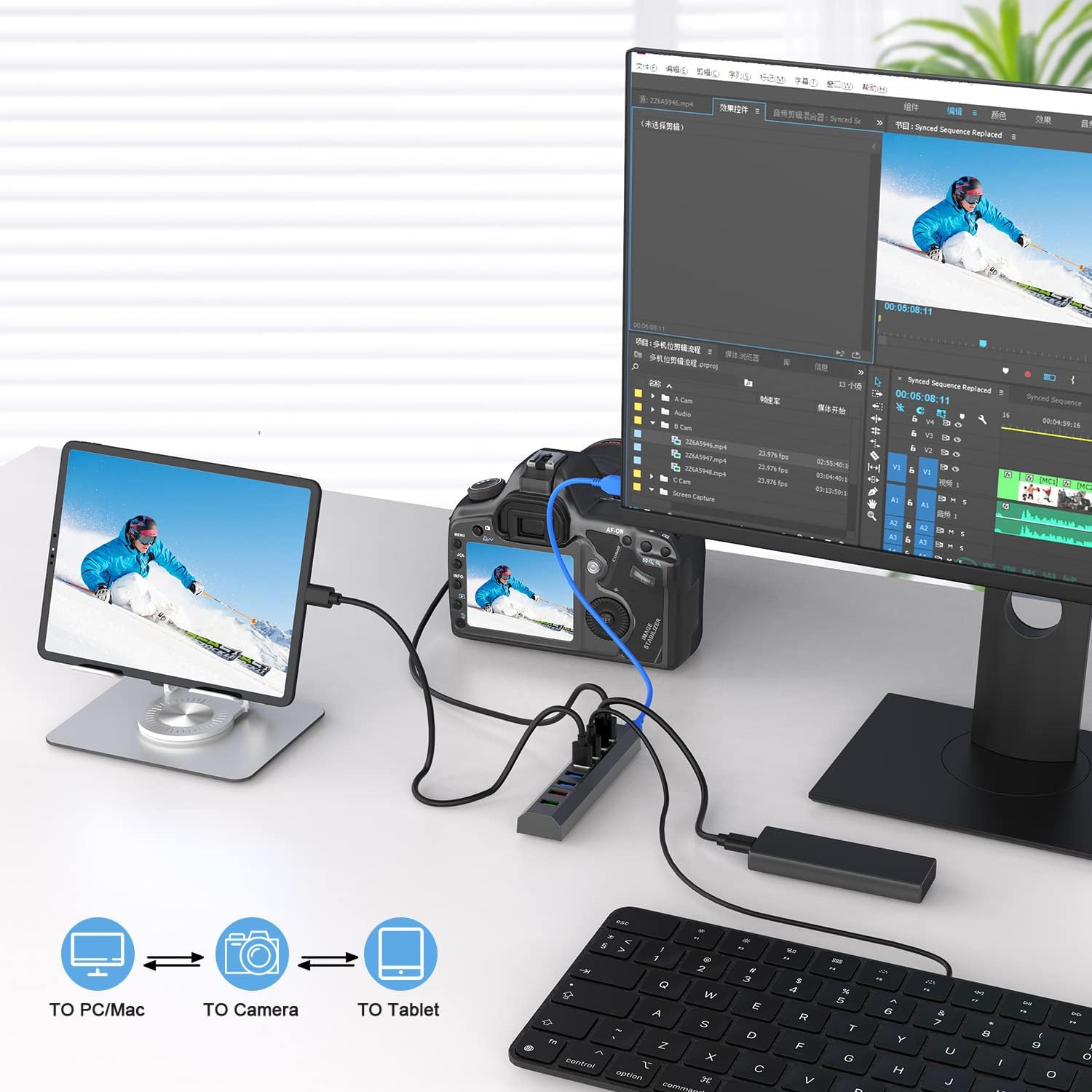 RAOYI Powered USB 3.0 Hub, 8 Ports High Speed USB 3.0 Hub Splitter with 36W Power Adapter, 3.3ft Cable and Smart Fast Charger USB Hub for Laptop, PC, Mobile HDD, Mulitple Devices (Gray)