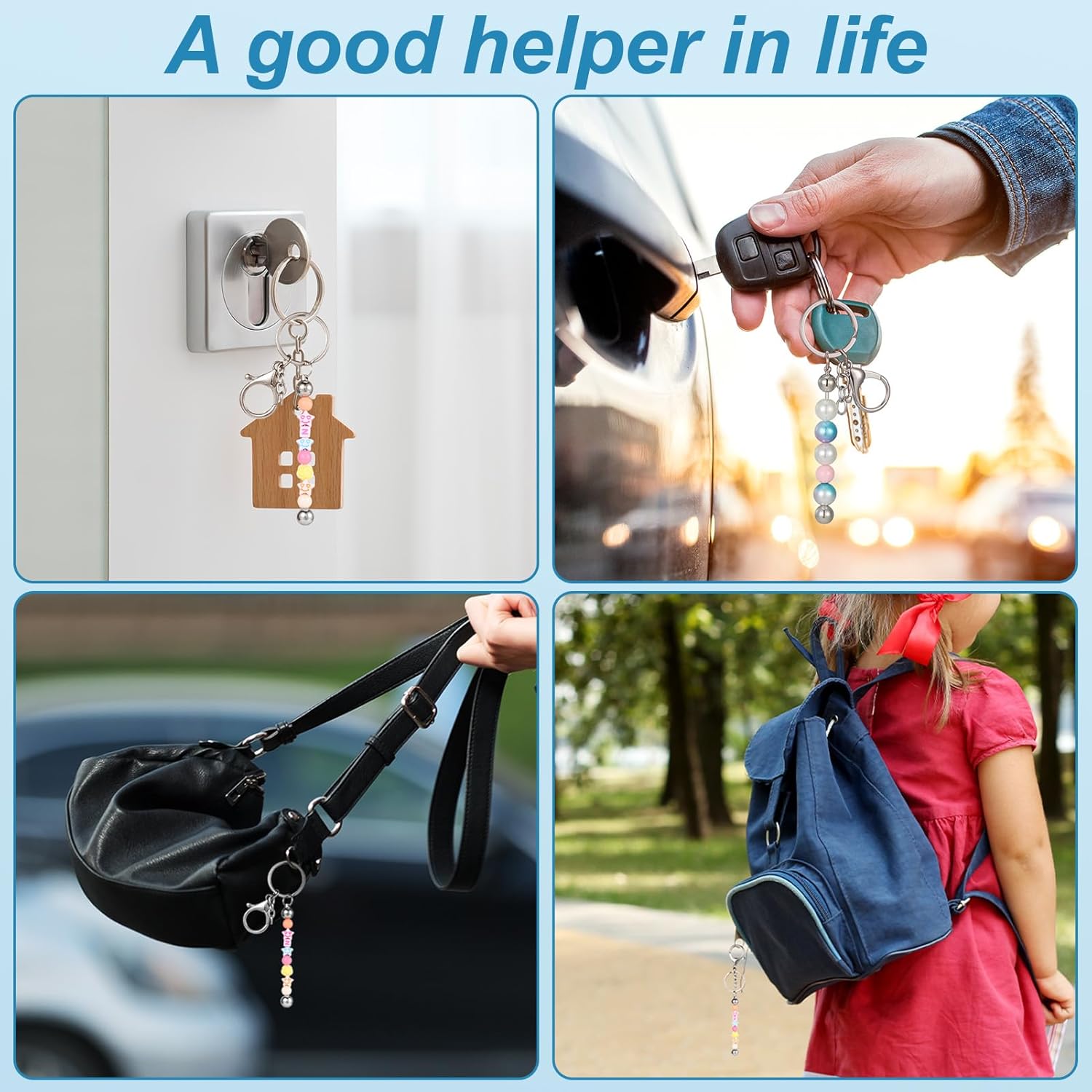 20 Pcs Beadable Keychain Bars, Blank DIY Kit for Beads, Metal Beaded Making Supplies - Image 6