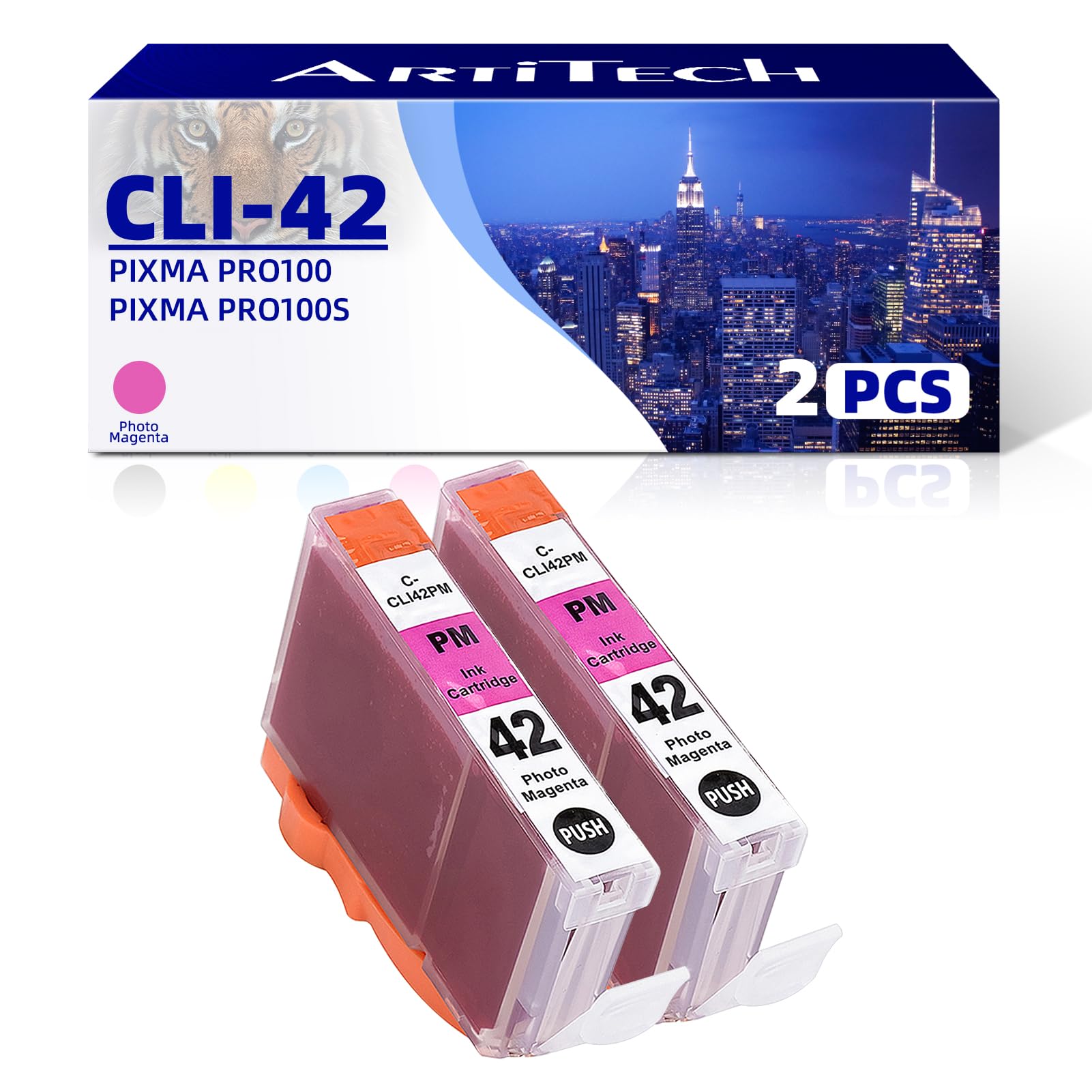 CLI-42 PM Pixma Pro-100 Compatible Ink Cartridges Replacement for Canon CLI42 CLI-42 Photo Magenta Ink Cartridge Work for Pixma Pro-100S Printers,2 Pack CLI-42 PM