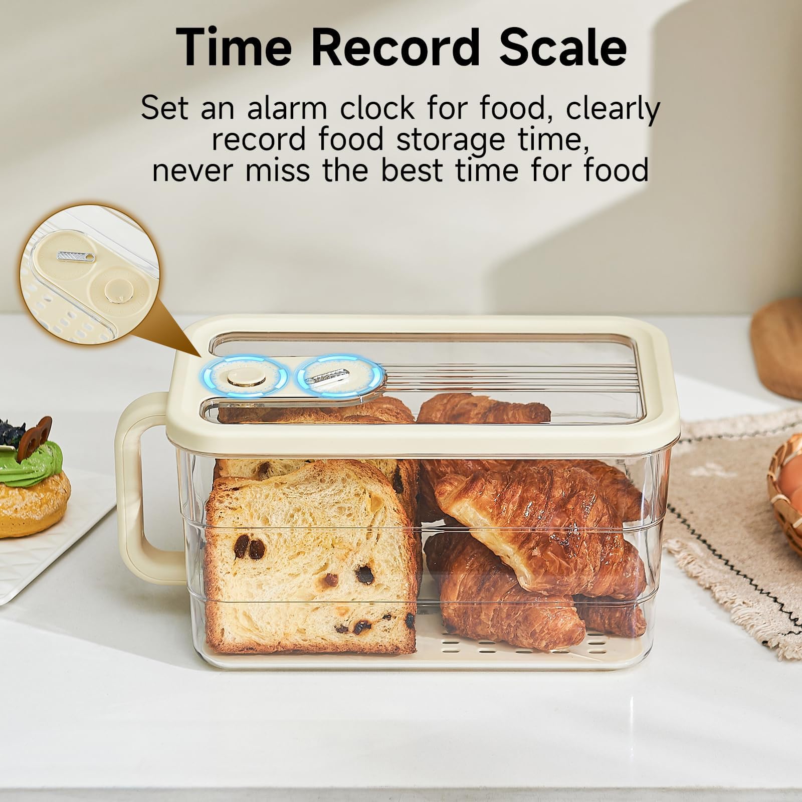 Contenitore per alimenti adatto alle famiglie con coperchio a C e maniglia per vetables pane impilabile scatola ermetica cucina