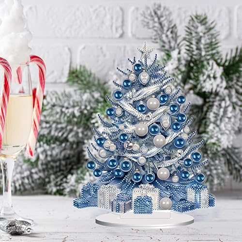 Miniatura 9 de Orgone Pintura de diamantes para árbol de Navidad, kit de adornos de escritorio para adultos, arte de diamantes pintura acrílica por números,