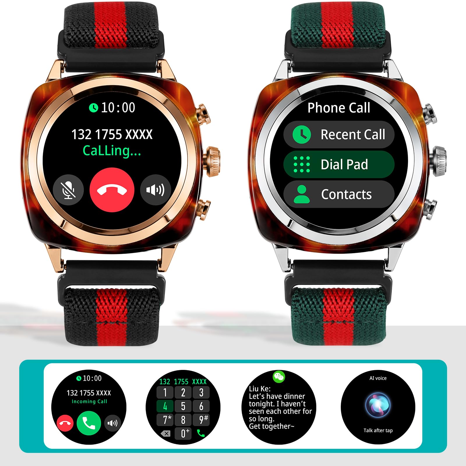 Montre Connectée Fsdibst Avec Appel Bluetooth - 1.2" AMOLED Ronde, 100+ Sports, Podomètre, SpO2 Pour Homme Et Femme