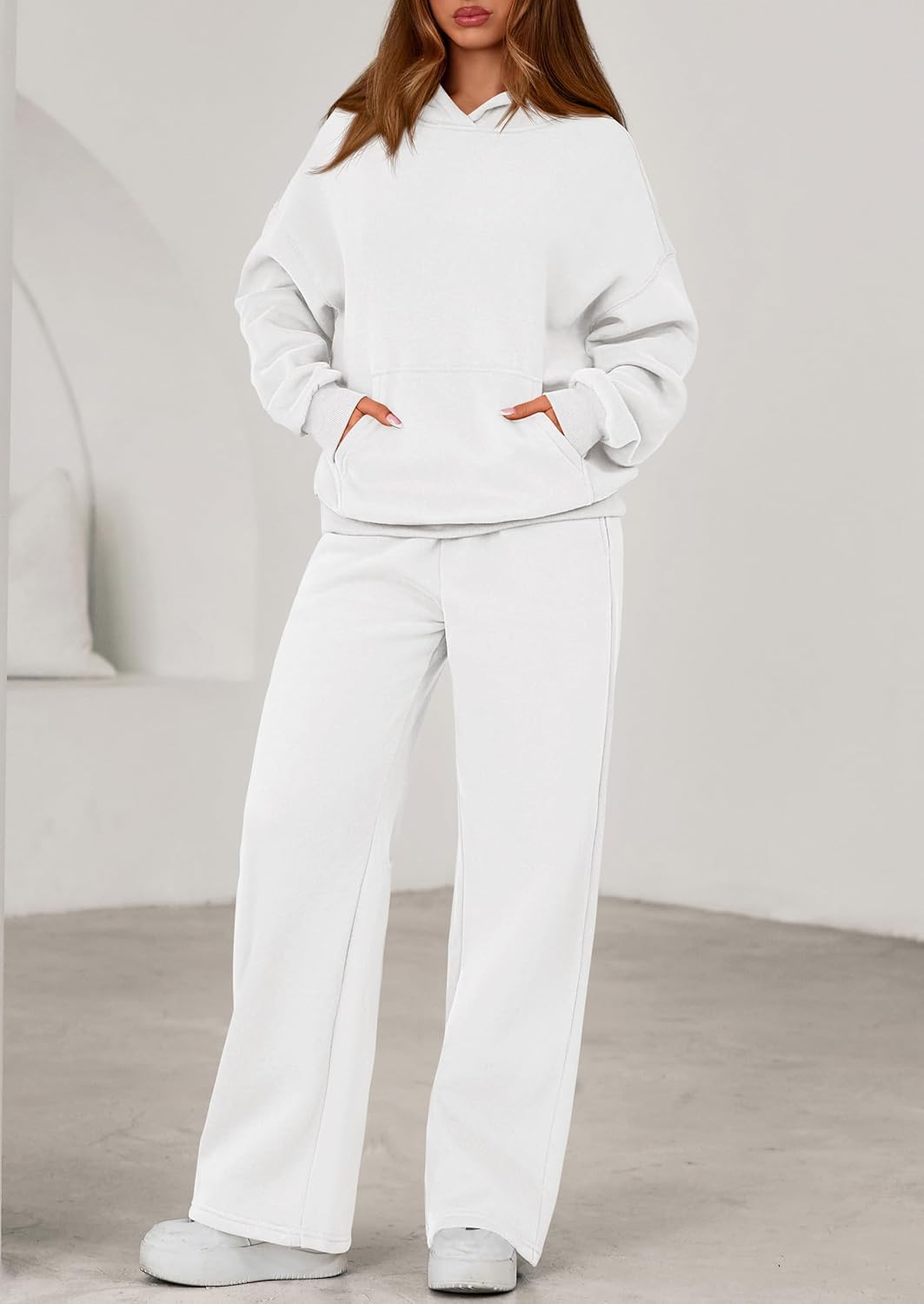 PRETTYGARDEN Women's 2 Piece Outfits Spring Sweatsuits Oversized Hoodies Wide Leg Sweatpants Tracksuits Lounge Matching Sets - Image 2