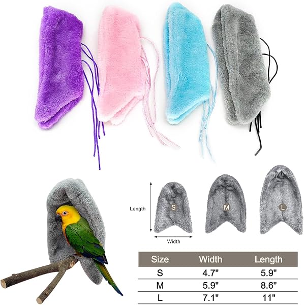 Comfort Corner Fleece Bird Blanket,1PC Winter Warm Parrot Cage Snuggle Hut,Cage Bird Nest Parrot Bed for Parakeet Cockatiel Parrots Cockatiels (L, Pink) - 2