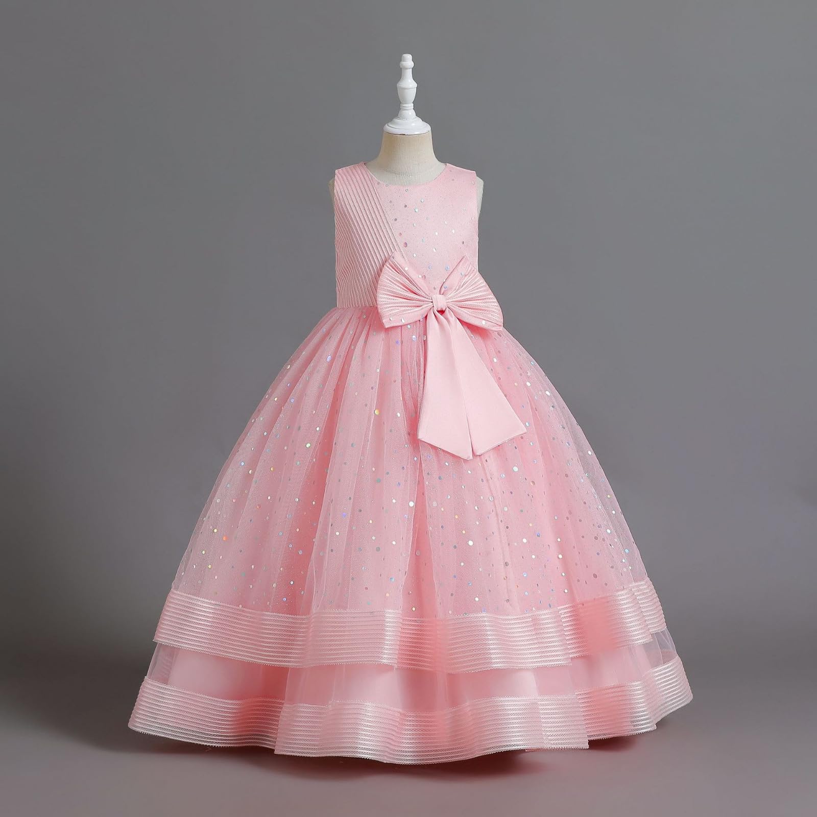 2026 Bambini Paillettes Vestito Bambini Big Bow Principessa Vestito Ragazza Fiore Vestito Ragazza Vestito Bambini