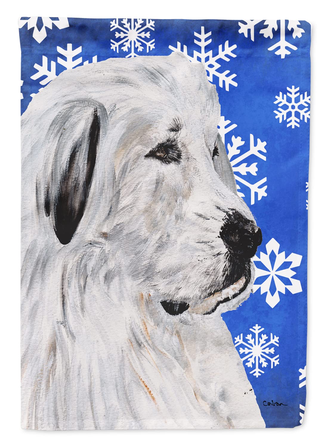 Drapeau Chien de Montagne des Pyrénées d'Hiver Grand Format Multicolore