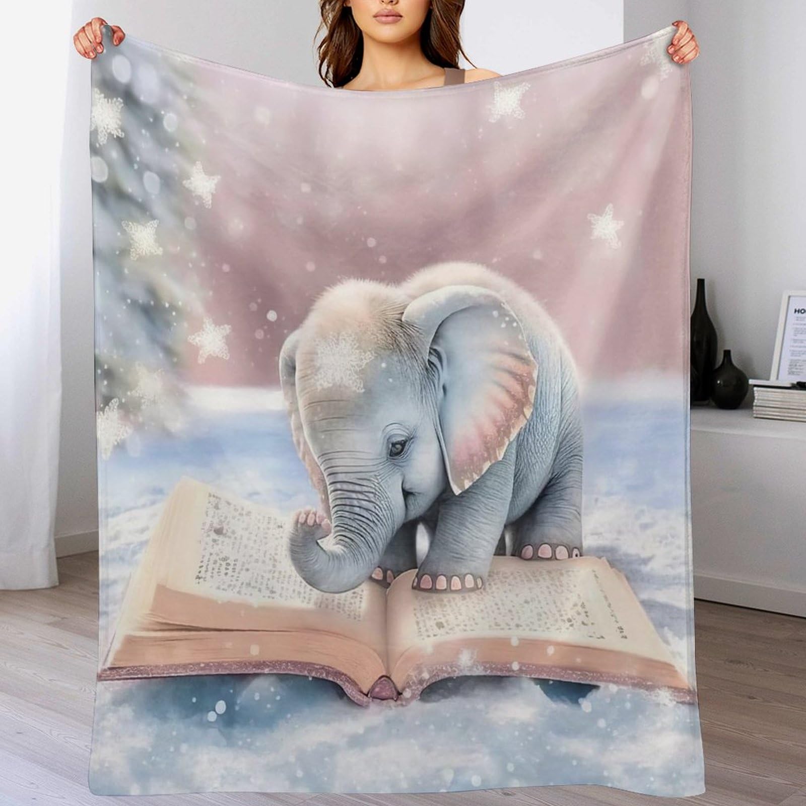 Couverture polaire éléphant contre le froid, plaid canapé moelleux