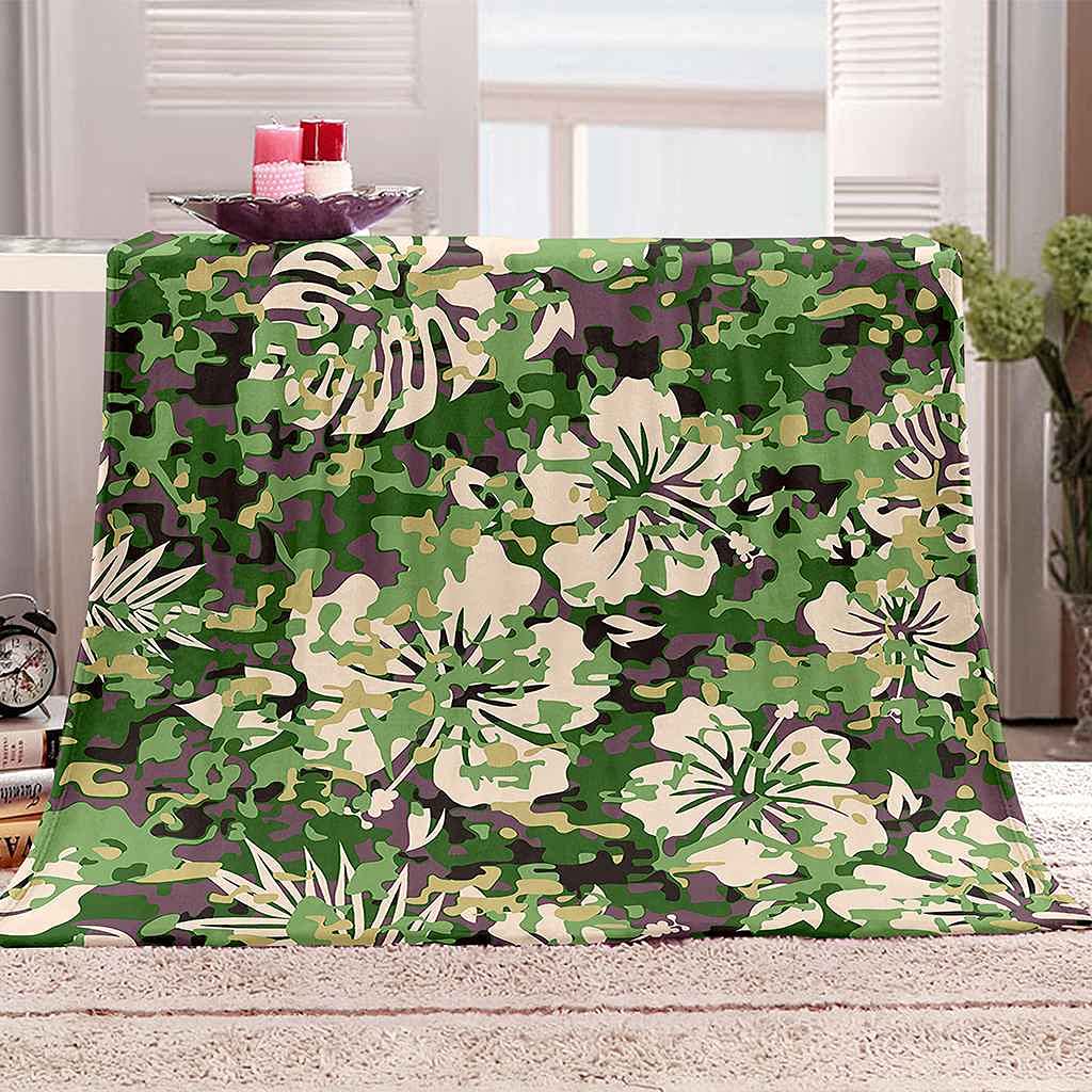 Couverture polaire en flanelle microfibre 150x200 feuilles vertes
