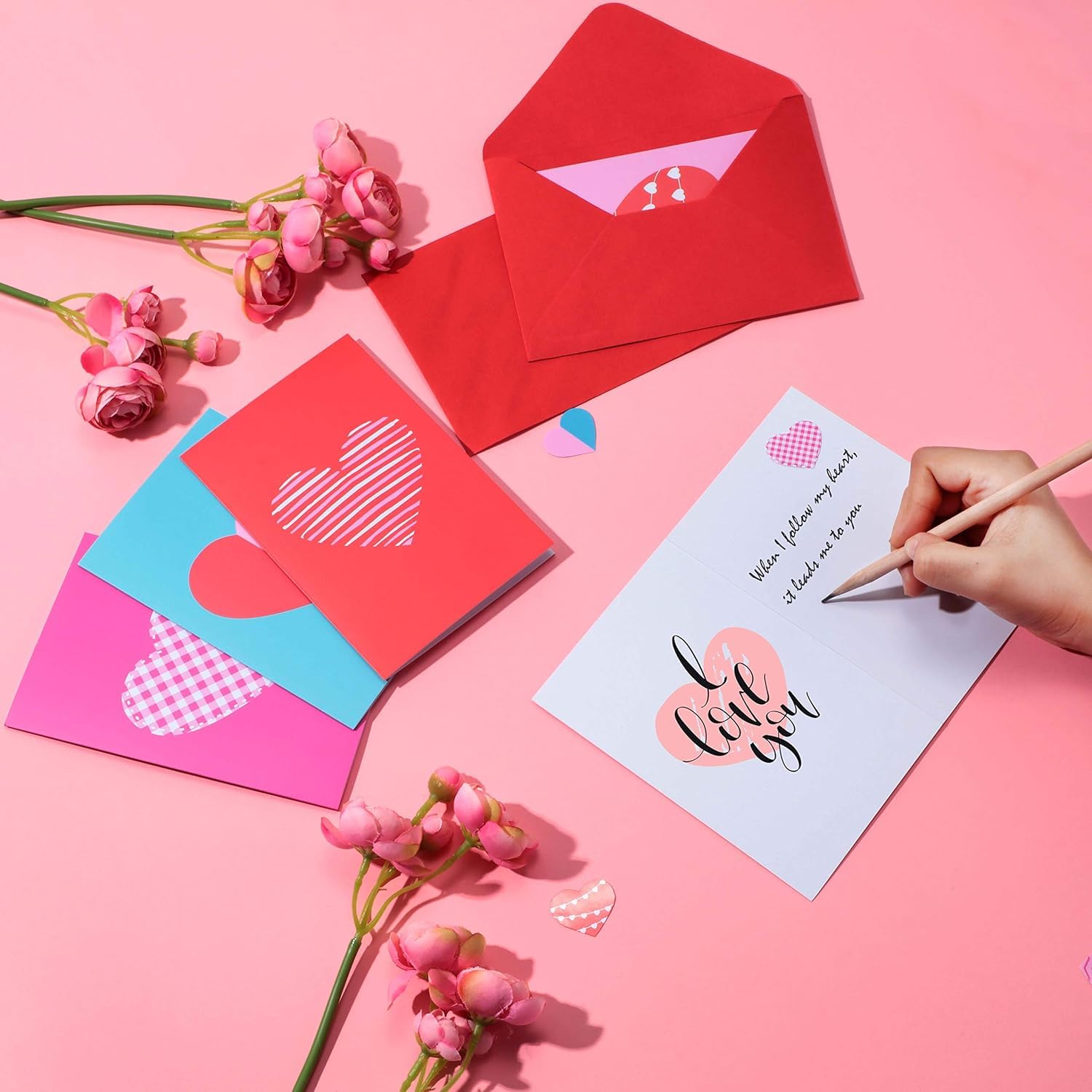 Outus Valentines Day Greeting Cards Heart Red Blank