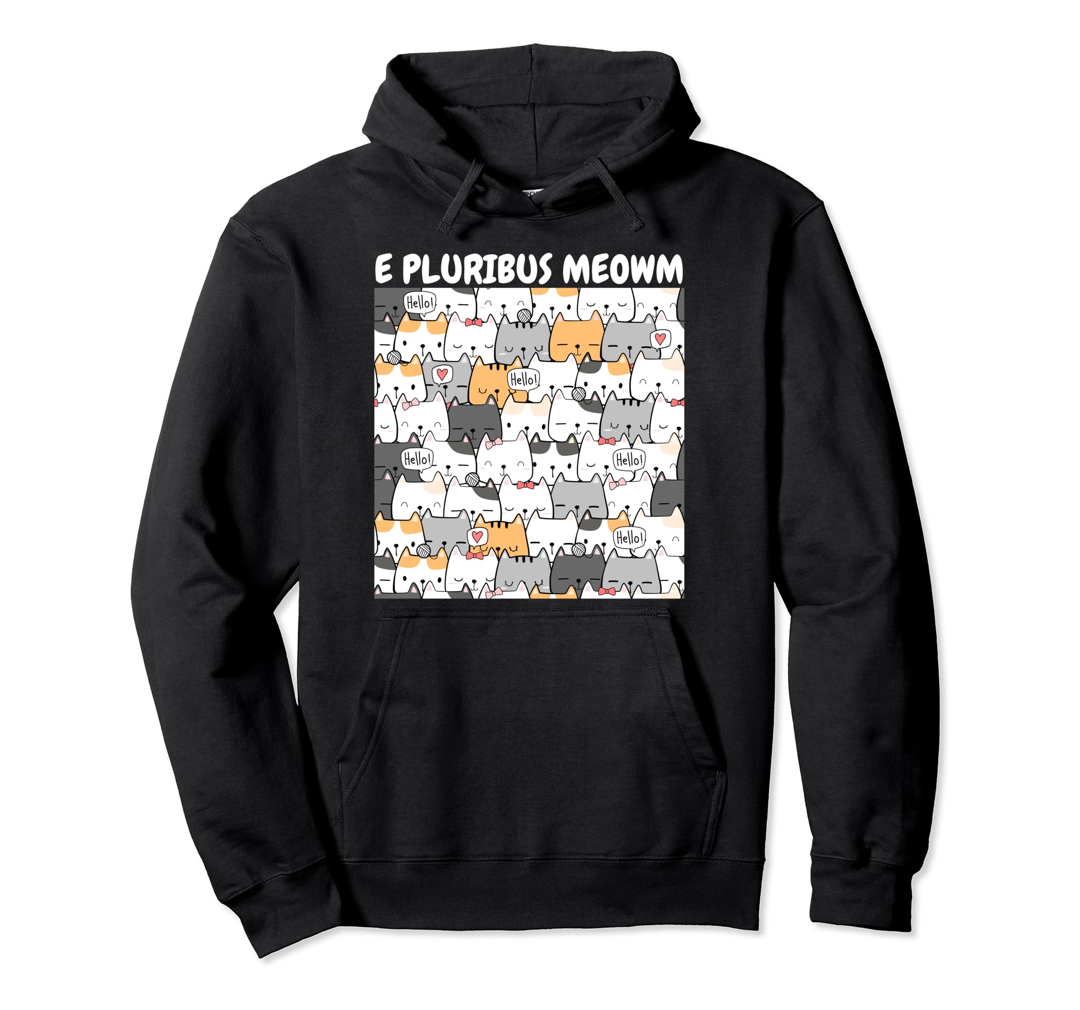 Pile Of Cats Women's E Pluribus Meown Cat Lover Kawaii Cat Pullover Hoodie