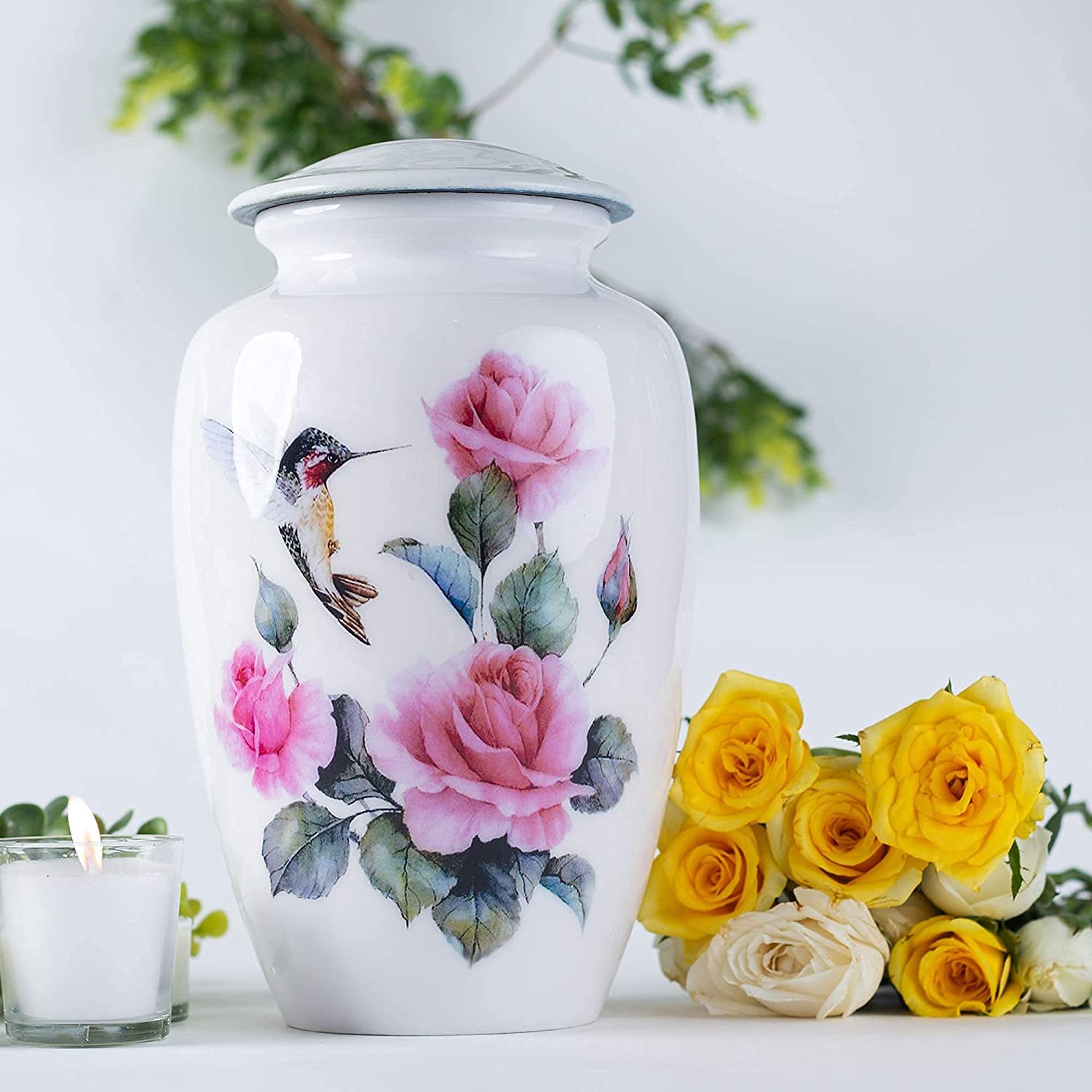BOLD & DIVINE Hummingbird Cremation Urn | Human Ashes Adult Memorial urn, Burial, Funeral Cremation Urns | 200 Cubic Inches (Large Adult)