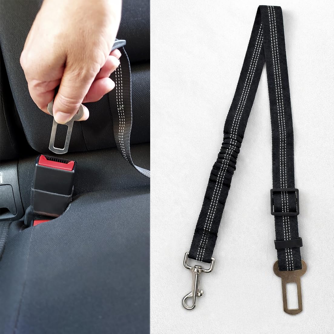 NK KIT Hundedecke Auto mit Sicherheitsgurt & Trenner – Rücksitzschutz für Hunde, wasserdicht, rutschfest, mit Netzfenster, kompletter Schutz für Rückbank und Türen (Grau)