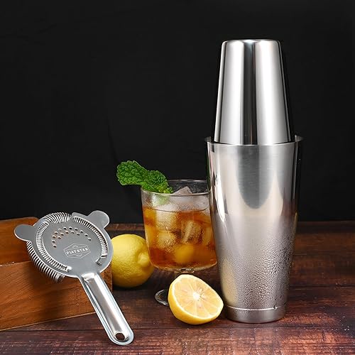 Miniatura 3 de Juego de coctelera profesional para bartending  Boston Bar Set latas grandes y pequeñas con colador Hawthorne  Kit de barman  Acero inoxidable