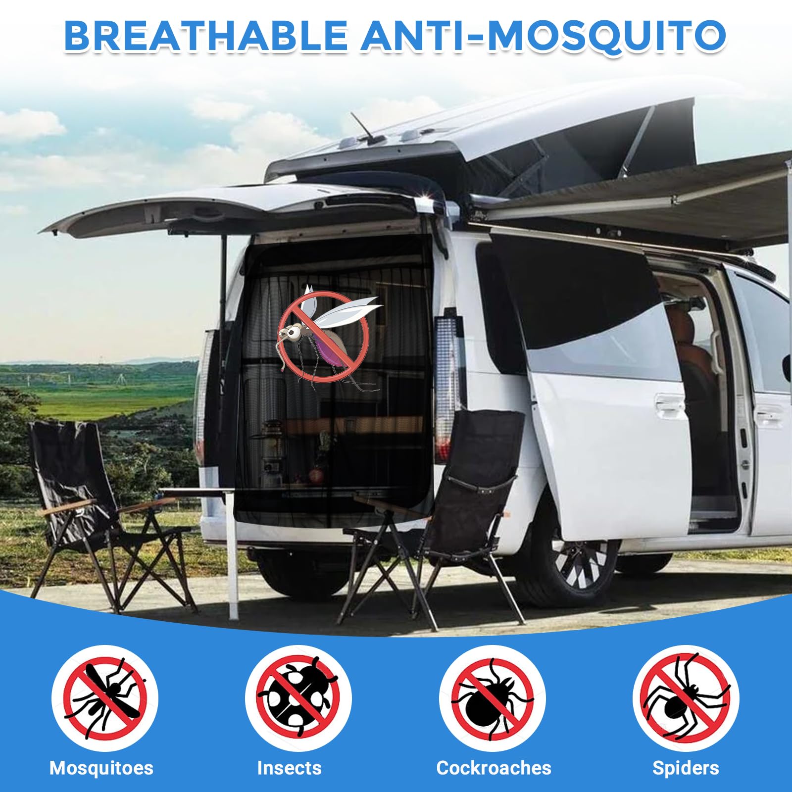 Zanzariera Auto Sostituzione per Renault Trafic, Zanzariera Portiera Posteriore dell'auto, Rete per Insetti Magnetica a Strato Singolo per Campeggio