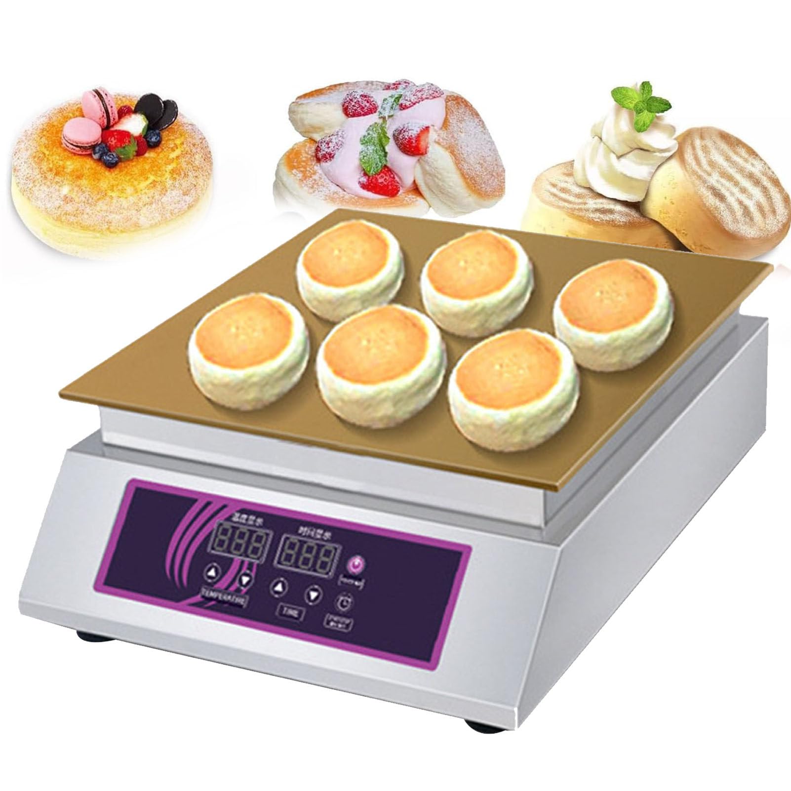 HTTGDGDH Commercial Waffle Toaster Waffle Maker Fluffy Souffle Pastry Machine Electric Non-Stick Waffle Baker Waffle Machine Waffle Iron Machine,Doublehead,Singlehead