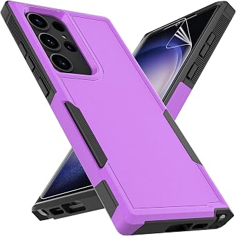 for Samsung Galaxy S23 Ultra Case Dual Layer Protective Heavy Duty Cell Phone Cover Shockproof Rugged with Screen Protector - Military Protection Bumper Tough - Samsung Galaxy S23 Ultra 2023, Purple
