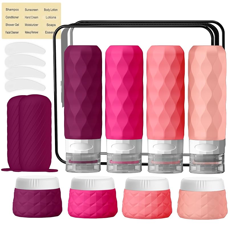 Silevoler Conjunto com 16 Frascos e Acessórios de Viagem para Produtos de Higiene