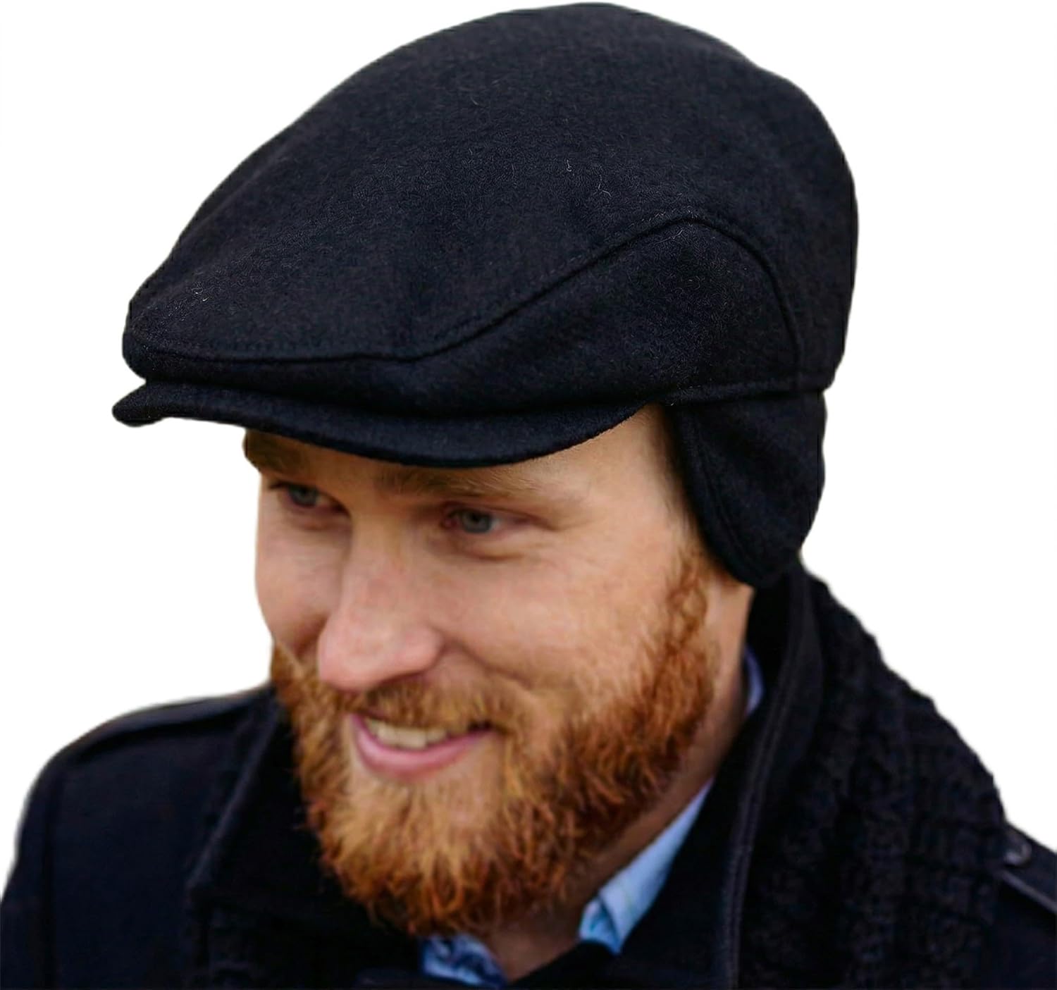 Biddy Murphy Irish Newsboy Flat Cap for Men, Tuck-Away Ear Flaps Slim Fit 100% Wool, Imported