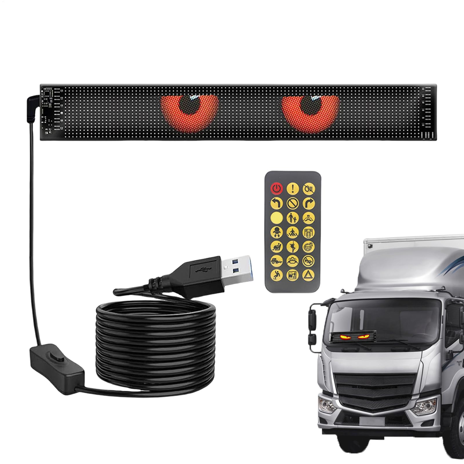 Ojos LED para parabrisas de camión flexibles para transformar ventanales de caravanas y SUV 8