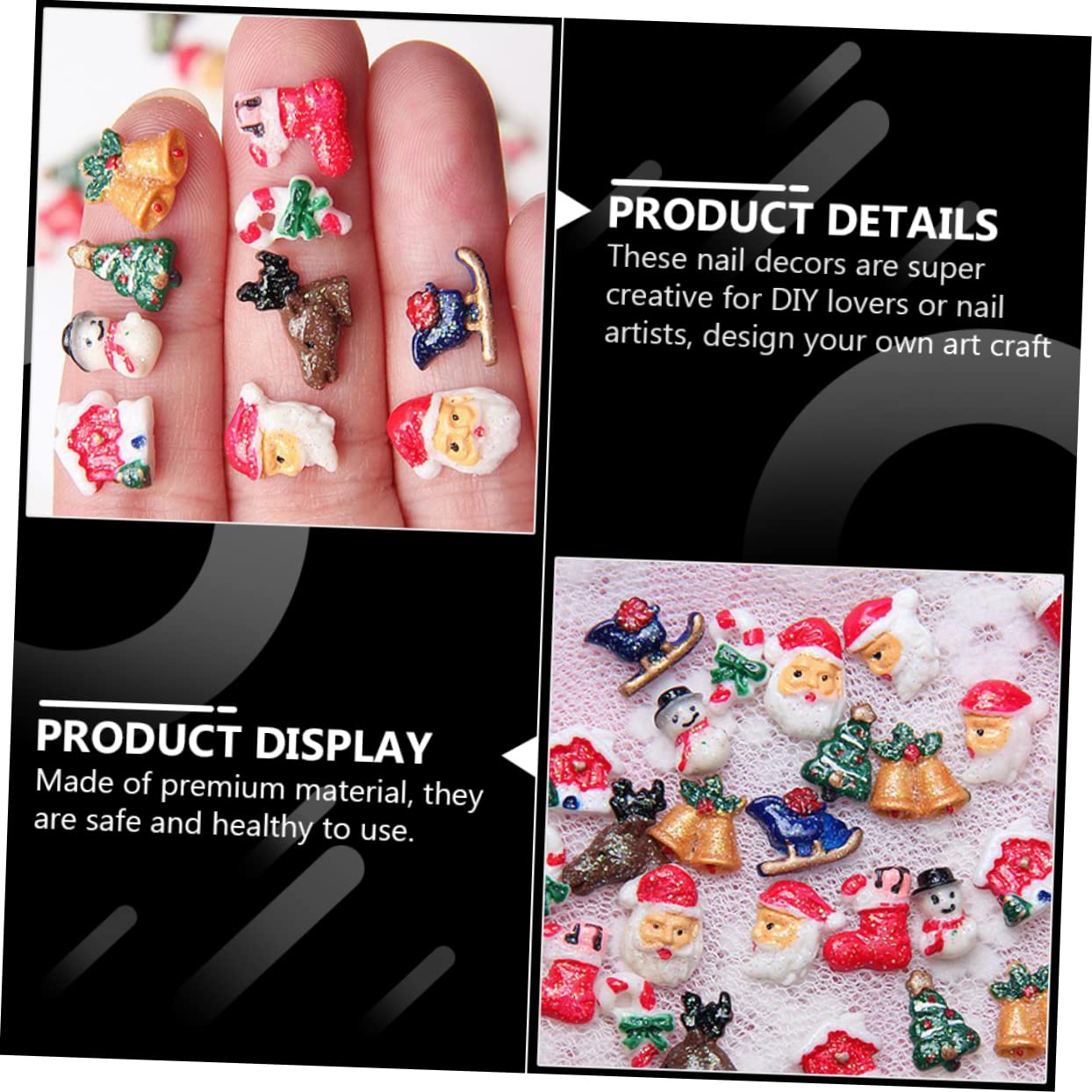250piezas Adornos De Uñas Para Manicura Decoraciones De Diseño Para De Uñas Accesorios De Navidad y
