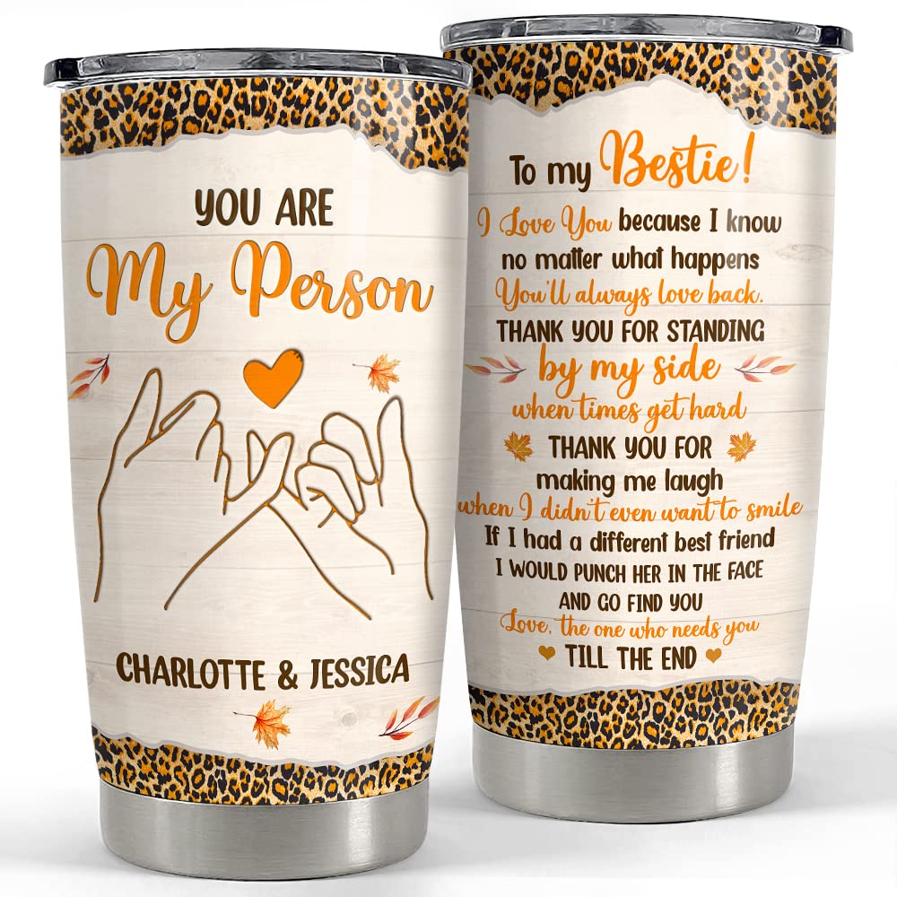 SANDJEST Personalized Best Friend Tumbler Bestie Gifts 20oz 30oz Tumblers with Lid Gift for Women Girl Best Friends Besties Soul Sisters Christmas Birthday