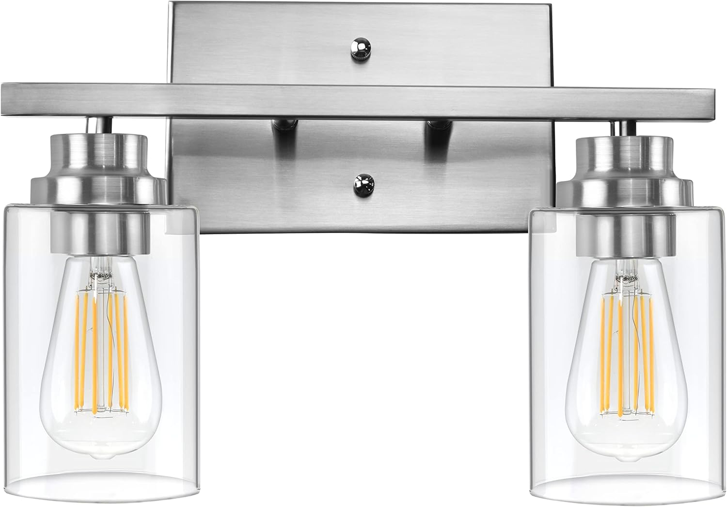 Bluex Bulbs 2 Light Vanity Lights Fixture - Metal & Glass Modern Lighting for Bathroom Light Fixtures Bedrooms, Living Rooms, Mirror Comes in Gold Black & Brushed Nickel Bathroom Vanity Light E26 Base - - 