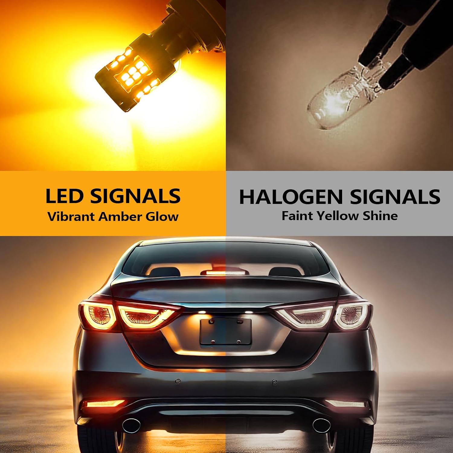 7440 LED Turn Signal Bulbs Compatible For Nissan Altima 2016-2023 (Rear), Amber Yellow, Plug and Play, Pack of 2