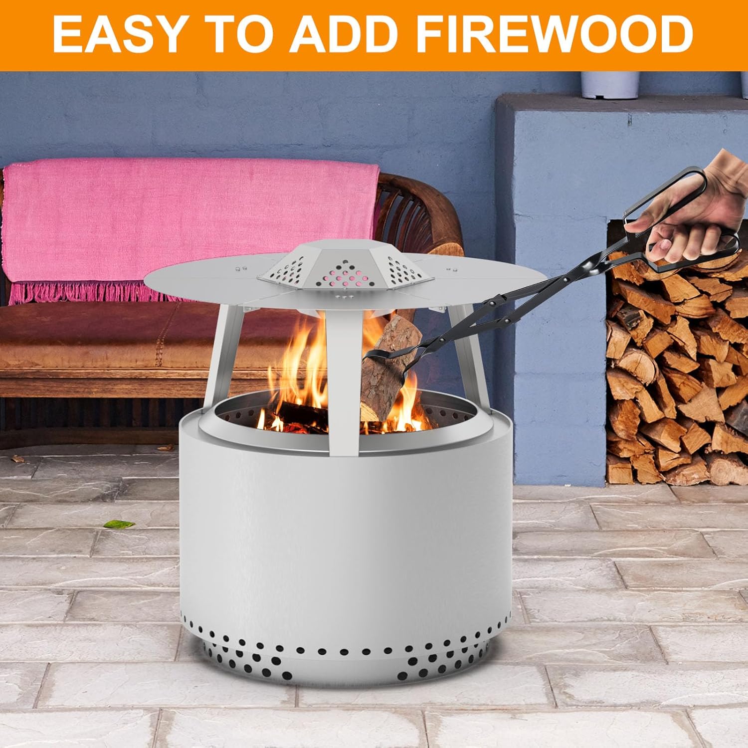 Heat Deflector for Solo Stove Bonfire 19.5" Accessories, Portable Heat Diffuser for Solo Stove Bonfire 2.0 for Firepit Captures & Redirects Warmth, 304 Stainless Steel Diffuser with Carrying Handle