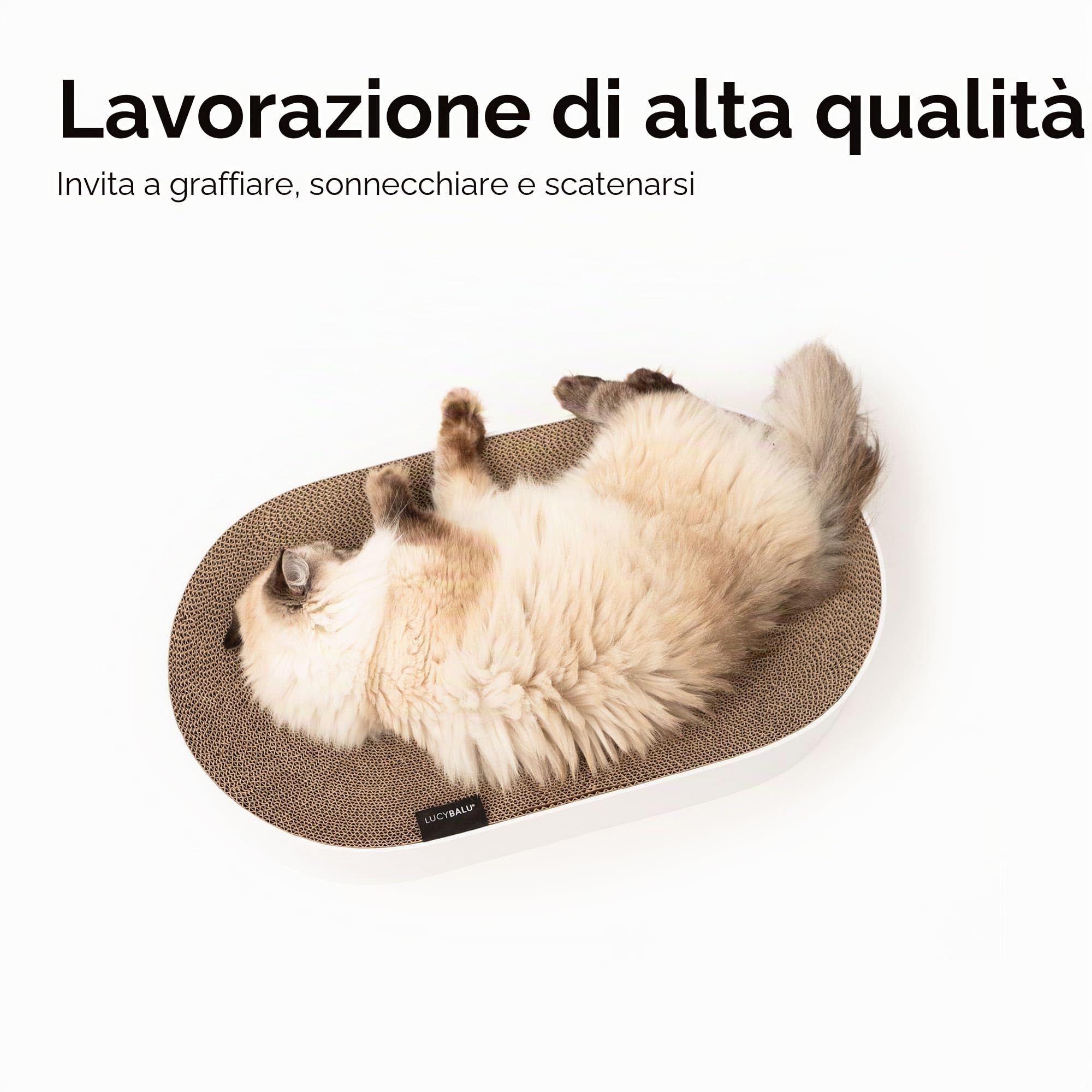 LucyBalu® Scratchbed Lettino tiragraffi per gatti in cartone I Beige