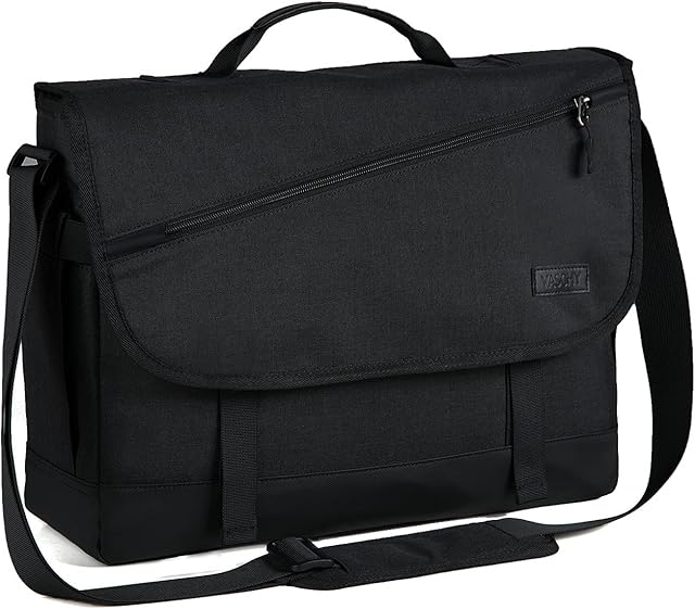 VASCHY Messenger Bag, Lightweight Mens Shoulder Bag Water Resistant Laptop Satchel Briefcase with Padded Shoulder Strap and Luggage Sleeve