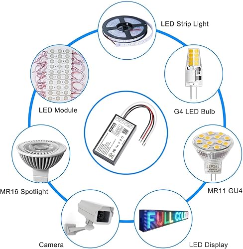 Miniatura 9 de Controlador LED regulable de 60 W, 12 V, TriacELVMLV AC a DC compatible con atenuador Lutron, transformador Class2 de fuente de alimentación para