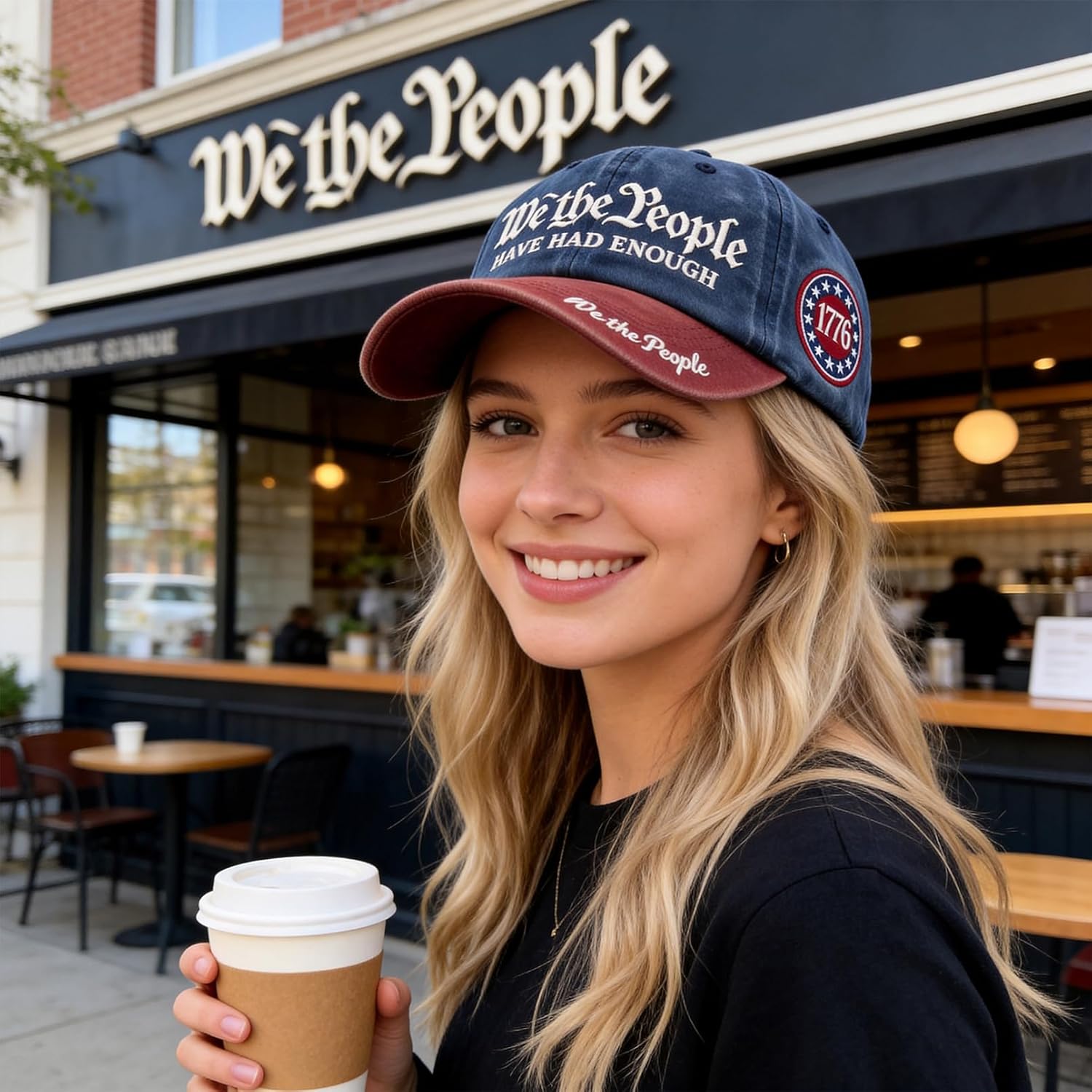 We The People Have Had Enough Hat 1776 Patriotic Retro Washed Adjustable Embroidered Baseball Cap - Image 5