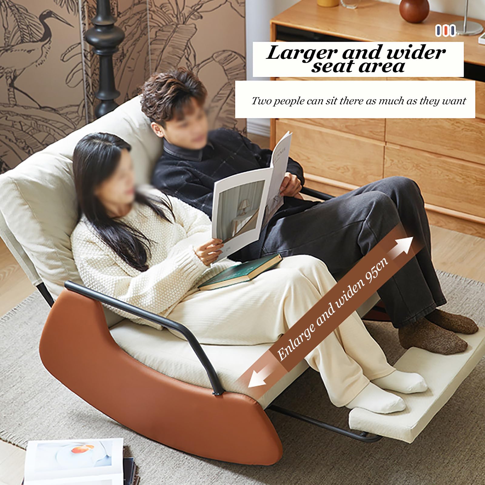 Mecedora tapizada contemporánea con marco de madera maciza para sala de estar, dormitorio y oficina, sillón moderno para lactancia y descanso