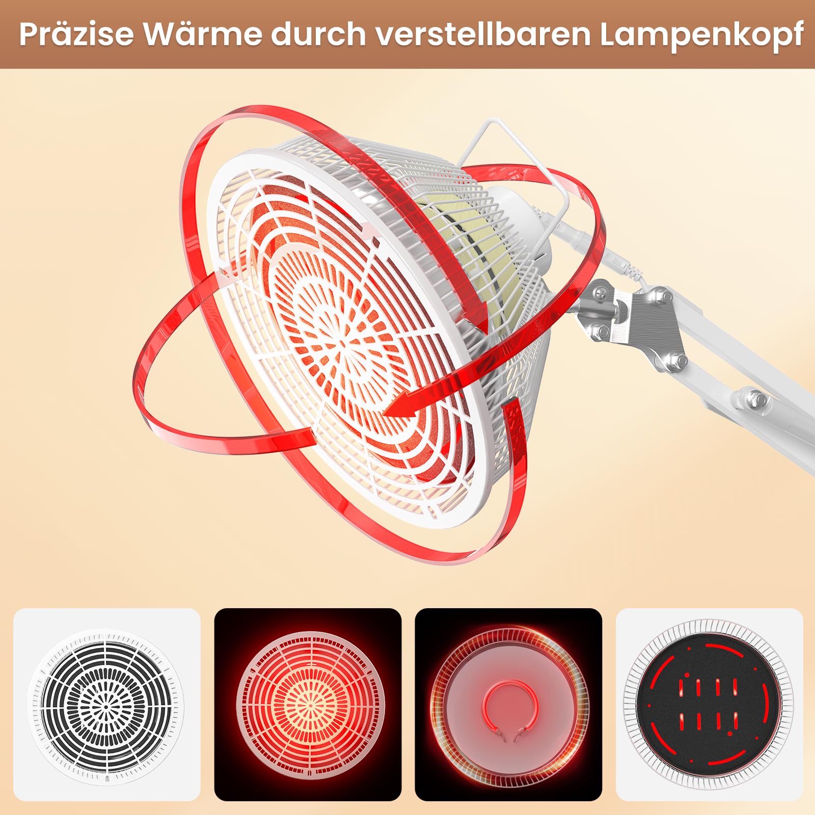 YUNCHI Lámpara infrarroja TDP de 300 W con soporte, lámpara de luz roja con 4 ajustes de temporizador, lámpara de calor infrarroja de pie para calidez específica y comodidad de vida