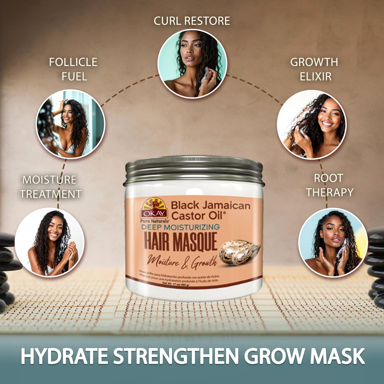 OKAY Black Jamaican Castor Oil Hair Masque - 17 oz / 482 gr