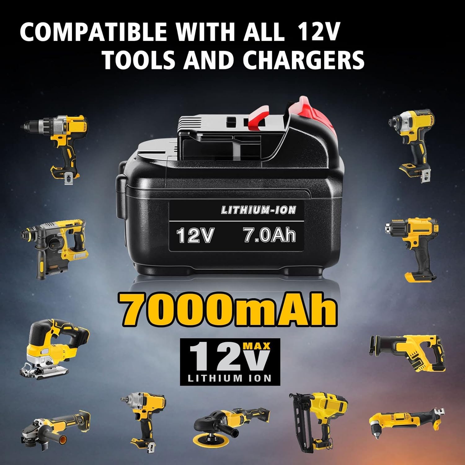 12V 7.0Ah DCB120 Lithium Replacement for Dewalt 12V Max Battery DCB120 DCB123 DCB122 DCB127 DCB124 DCB121 Cordless Power Tools Battery
