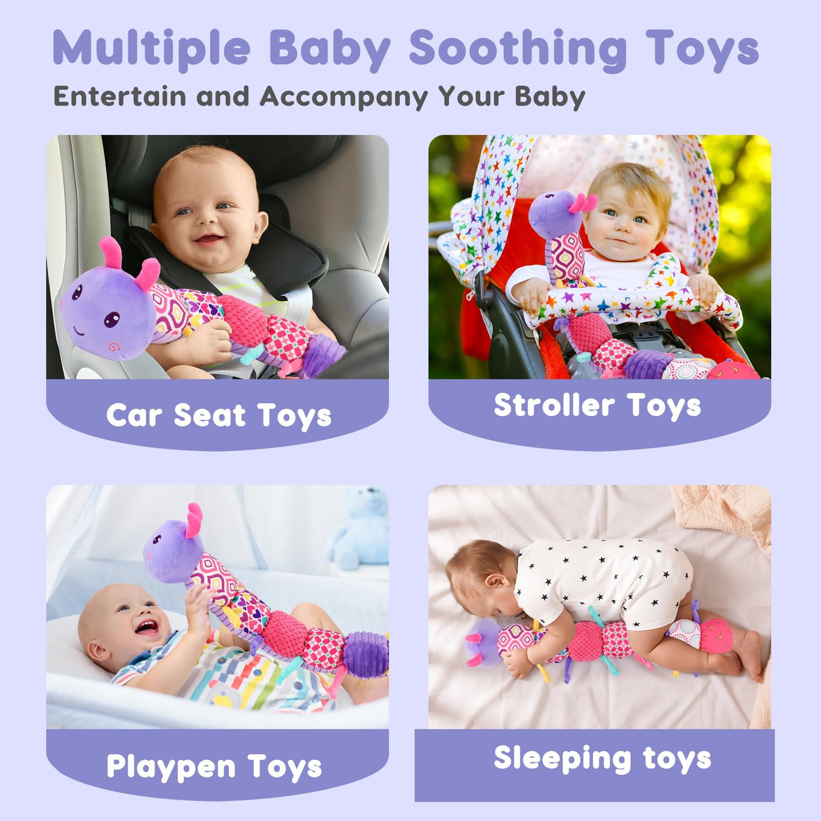 Juguetes para bebés, 0-3-6 meses, juguetes de peluche musicales, juguetes de oruga con sonajeros arrugados, juguetes educativos sensoriales para bebés de 6-9-12 meses, regalos esenciales