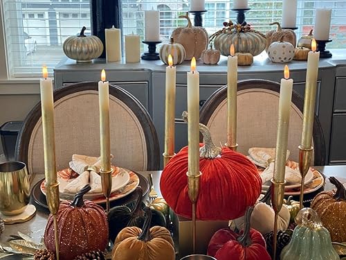 Miniatura 5 de Wondise - Velas cónicas sin llama con temporizador y control remoto, 9 pulgadas, funcionamiento a pilas, parpadeo realista, velas para ventana, para