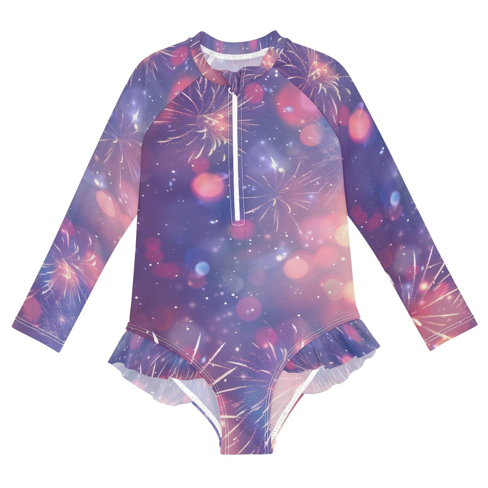 ALAZA Toddler Swimsuit Girl Bathing Suit Swimwear Rash Guard Independence Day 3 Long Sleeve 3T