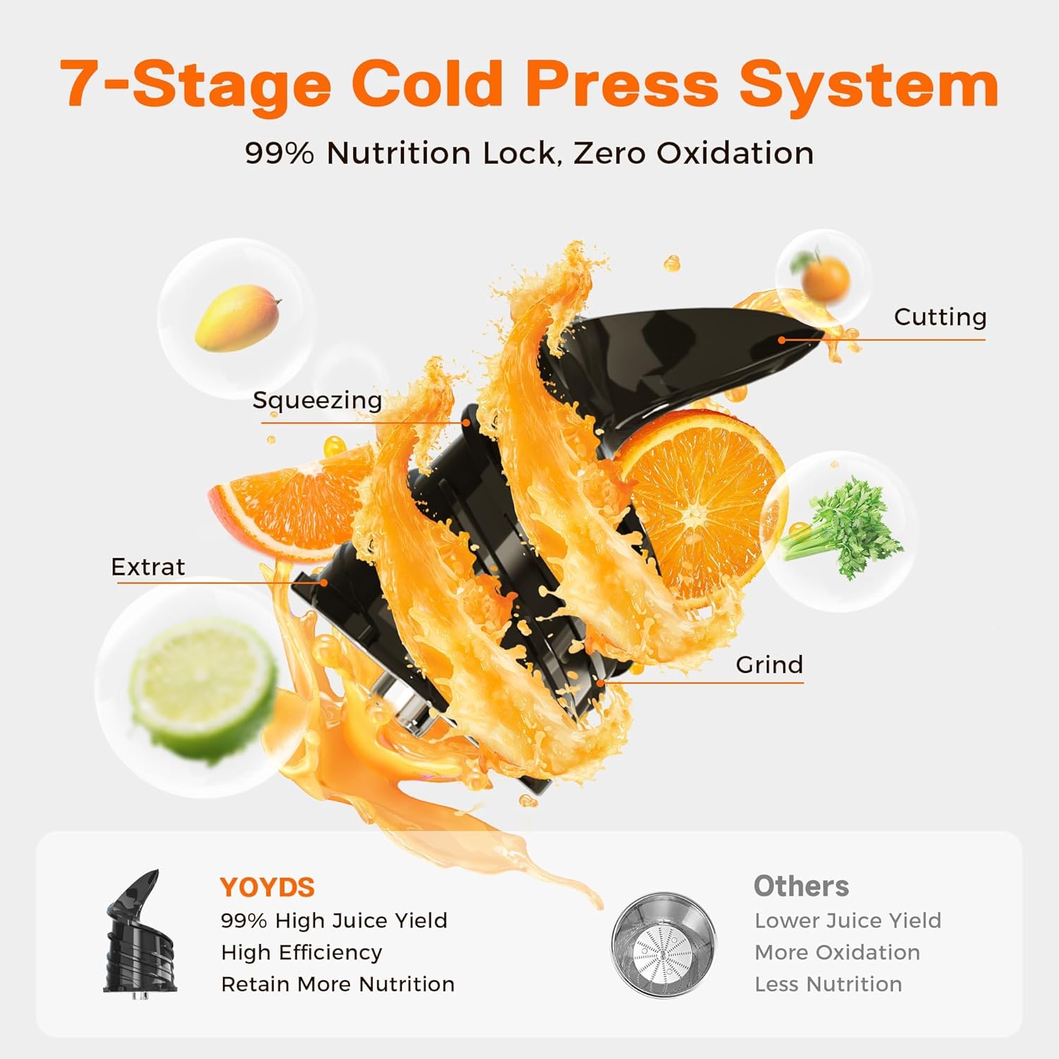 Cold Press Juicer, 5.5inch Wide Feed Chute Juicer Machine, Slow Masticating Juicer for Whole Vegetables & Fruits, Black