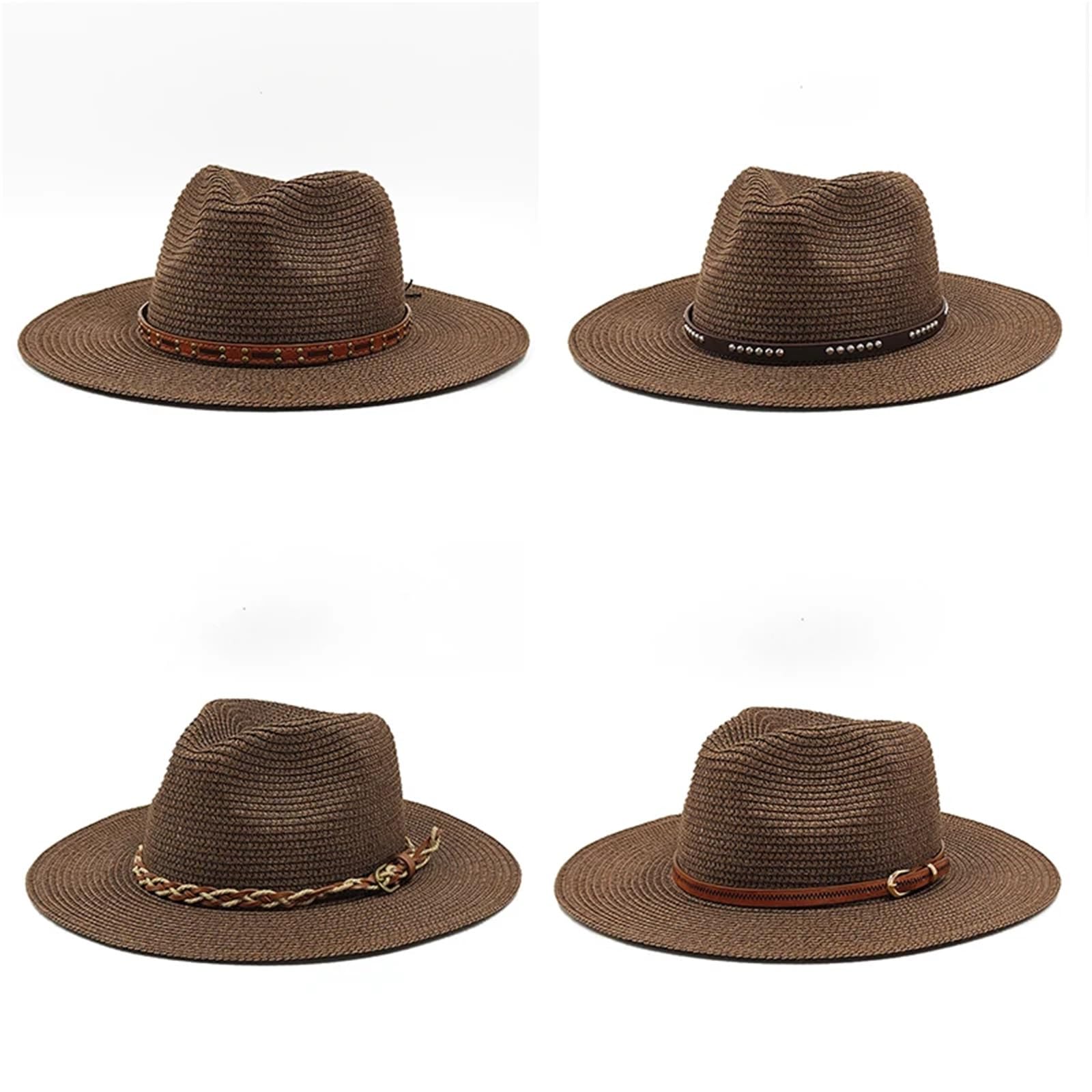 Sombrero de Paja Verano Simple for Hombres Mujeres Jazz ala Ancha Sol clásico Informal Playa Viaje Plegable para Hombres y Mujeres