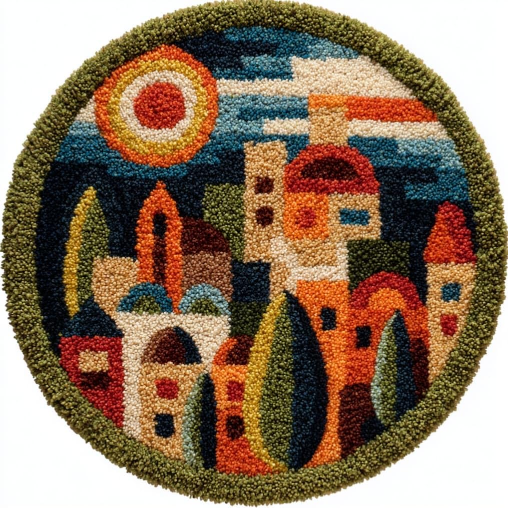 Kitquiver Latch Hook Rug Kit Round Reed50X50Cm Beginner