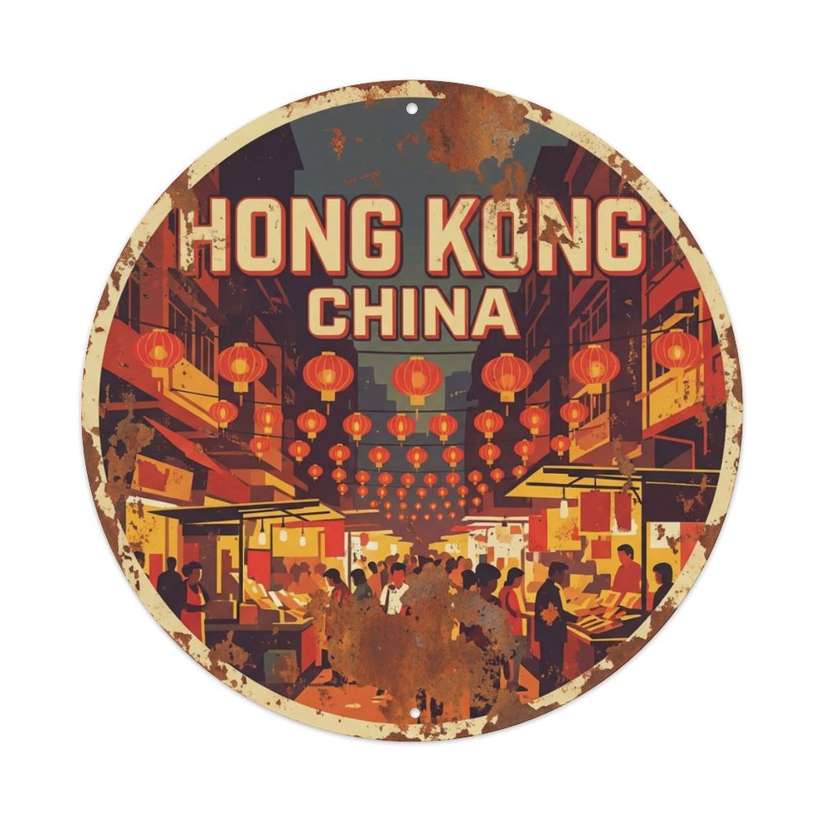 Vintage Travel Hong Kong China Journey Metal Tin Sign