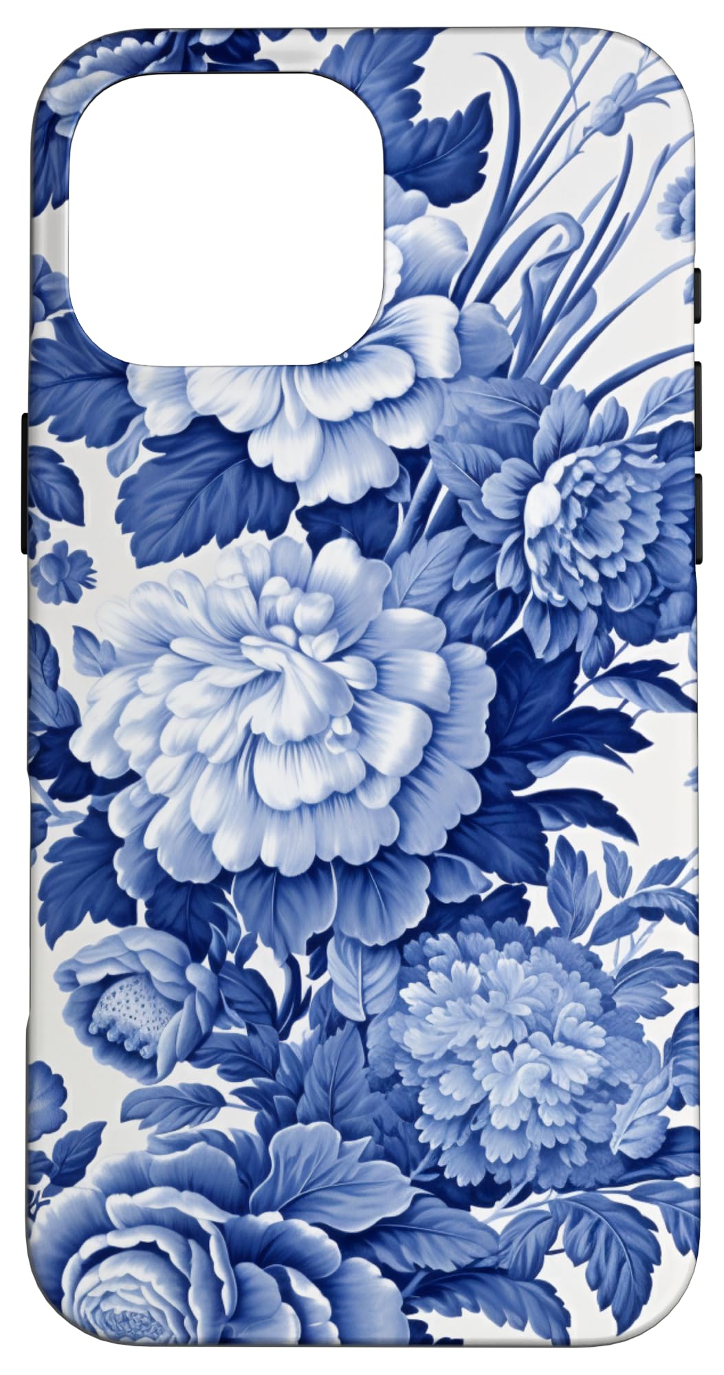 Blue and White Toile French Pattern Flowers Floral Botanical Case for iPhone 16 Pro Max